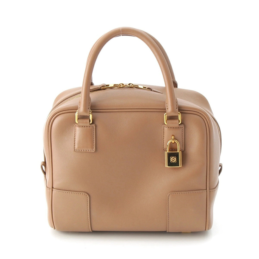 Loewe Amazona Calfskin Shoulder Bag Beige Cream Brown